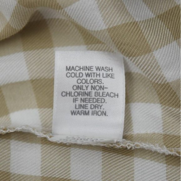 J Jill Top Blouse Womens XL Beige White Checked Rayon - Picture 9 of 9